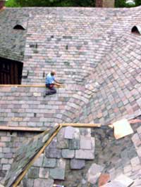 A slate roof installed with no head lap and which had to be completely re-slated.